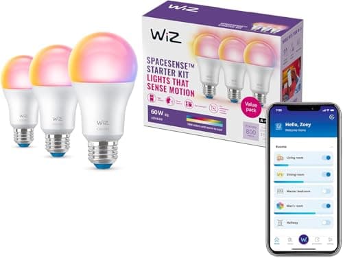 WiZ Connected Color A19 Smart Bulbs Matter Compatible (3-Pack) - image 1
