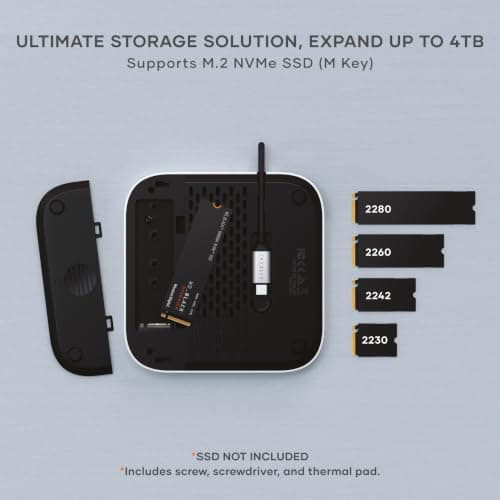 Satechi Mac mini M6, M5 Pro, M4 Hub and Stand with NVMe SSD Enclosure, Silver thumbnail 3