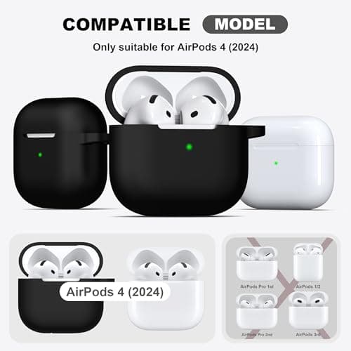 R-fun for AirPods 4 Case Silicone Cover, Black thumbnail 4