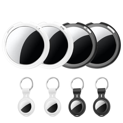 4 Pack Tracker Tags [Apple MFi Certified] Work with Apple Find My(iOS Only) Bluetooth Smart Tags Key Item Finder Waterproof Worldwide Replaceable Battery Tracking for Wallet Pets Backpack Dogs Luggage