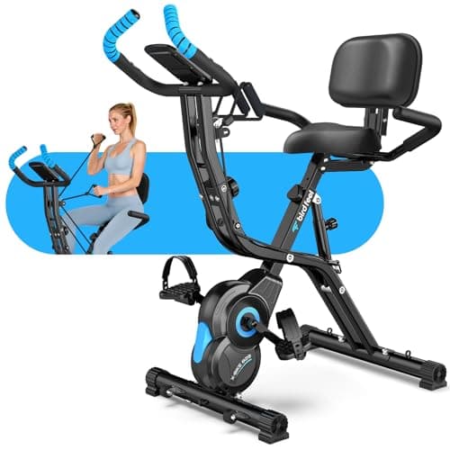 Foldable Exercise Bike, 8-Level Magnetic Stationary Bike for Home Gym