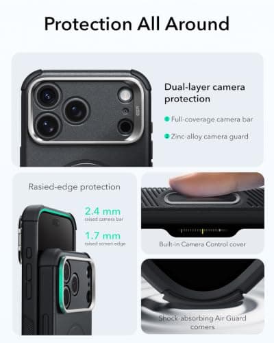 ESR Cyber Tough for iPhone 18 Pro Max/17 Pro Max Case with Flex Stand Black thumbnail 5