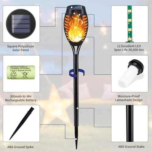 Adecorty Solar Outdoor Lights Dancing Flame Torches (4-Pack) thumbnail 5