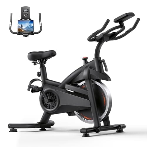 CURSOR FITNESS Indoor Cycling Bike, Quiet Belt Drive Stationary Exercise Bike for Home with 0