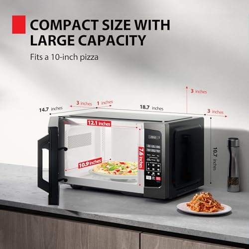 TOSHIBA Microwave Oven, 0.9 Cu.Ft, 900W, Black Stainless Steel thumbnail 2