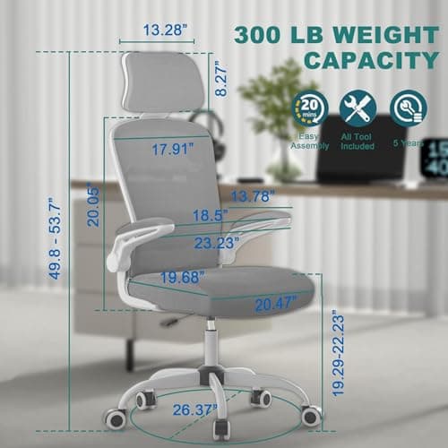 Mimoglad Ergonomic Office Chair with Adjustable Lumbar Support and Headrest thumbnail 2
