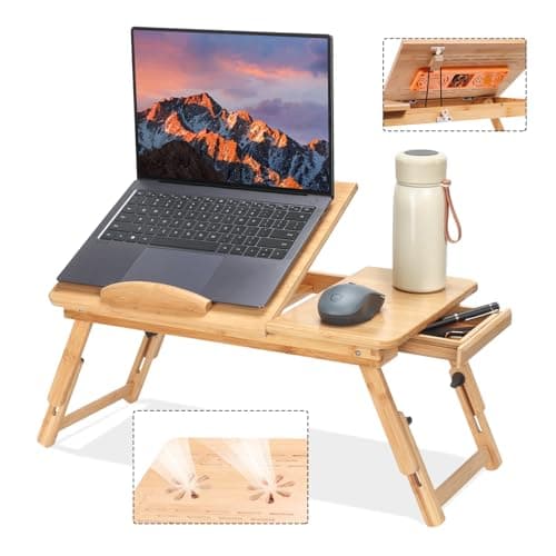 AboveTEK Bamboo Adjustable Laptop Desk with Cooling Fan - image 1