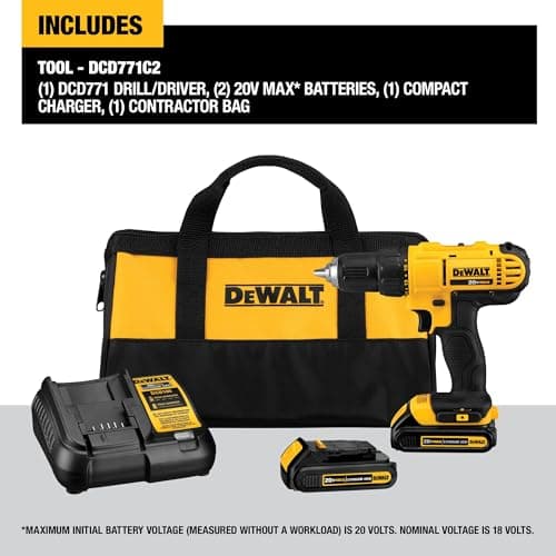 DEWALT 20V MAX Cordless Drill/Driver Kit (DCD771C2) thumbnail 2