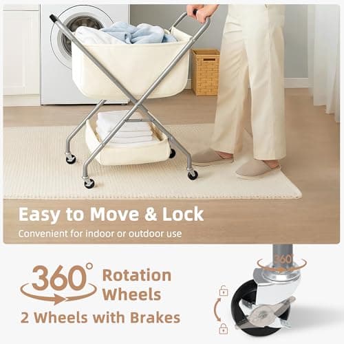 Yastouay Rolling Laundry Hamper Cart with Wheels thumbnail 5