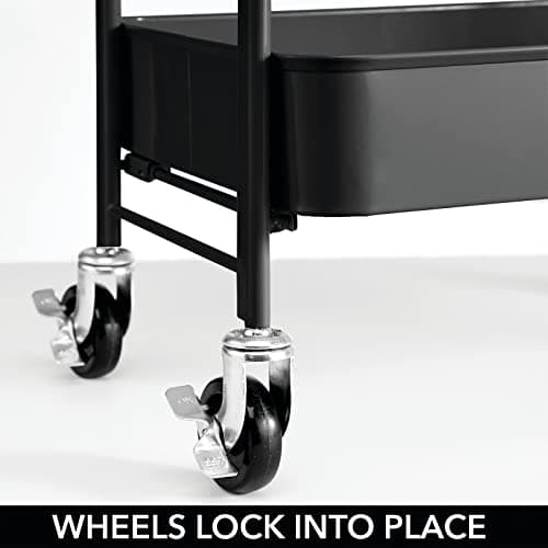 mDesign 4-Tier Metal Rolling Storage Cart thumbnail 2