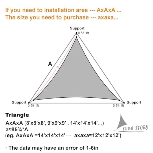 Shatex 90% UV Block Sun Shade Sail 12' x 12' Triangle thumbnail 2
