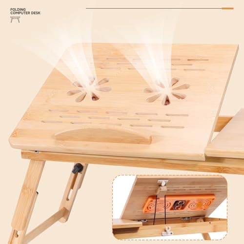 AboveTEK Bamboo Adjustable Laptop Desk with Cooling Fan thumbnail 5