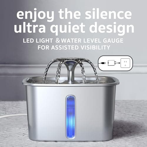 Veken Stainless Steel Cat Water Fountain thumbnail 5