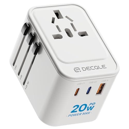 decqle Universal Travel Adapter, International Travel Plug Adapter with 2 USB