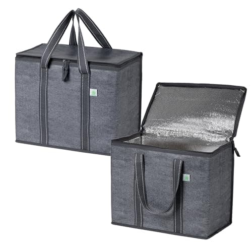 VENO 2-Pack Insulated Reusable Grocery Bags with Zipper and Hard Bottom - image 1