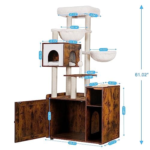 Hey-Brother Extra Big Cat Tree with Feeding Bowl, 64.2-Inch thumbnail 3