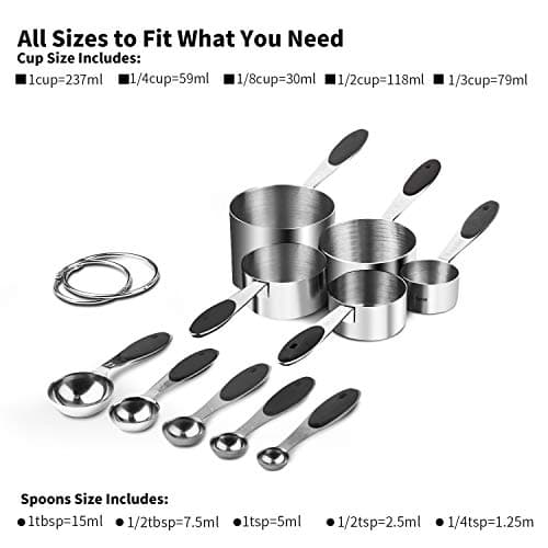 U-Taste 18/8 Stainless Steel Measuring Cups and Spoons Set of 15 thumbnail 2