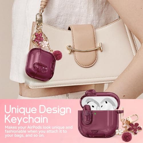 Skyconser for AirPods 4 Case 2024 with Safety Lock,Wine Red thumbnail 5