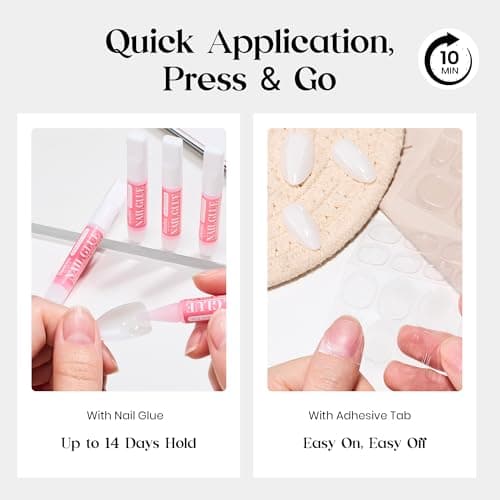 Beetles Gel Press On Nails - Natural Milky White (Short Almond) thumbnail 4