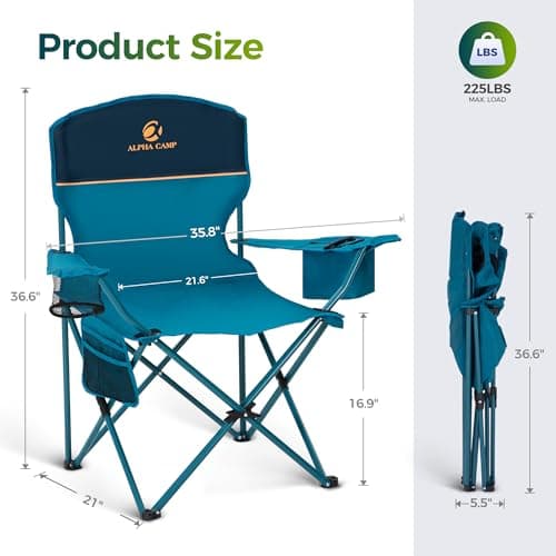 ALPHA CAMP Low Folding Beach Chair with Cooler Bag thumbnail 3
