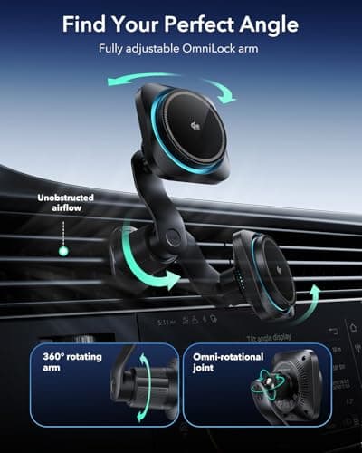 ESR OmniLock Qi2.2 25W MagSafe Car Mount Charger with CryoBoost thumbnail 4