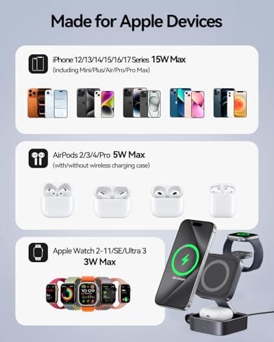 3-in-1 Foldable Travel Wireless Charging Station for iPhone, Apple Watch, AirPods thumbnail 5