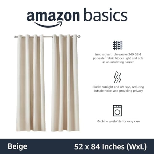 Amazon Basics Room Darkening Blackout Window Curtains (2-Pack) thumbnail 2