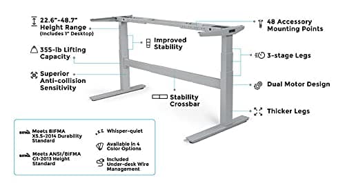 UPLIFT V2 Standing Desk Frame (Black) thumbnail 4