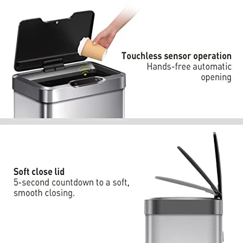 EKO Mirage-T 50L Touchless Rectangular Sensor Trash Can thumbnail 3