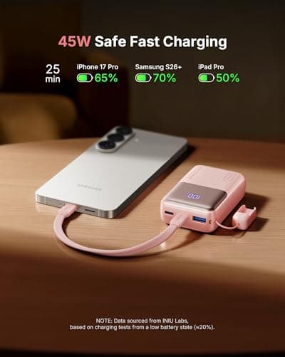 INIU Portable Charger, Ultra Mini 10000mAh 45W Fast Charging Power Bank thumbnail 3