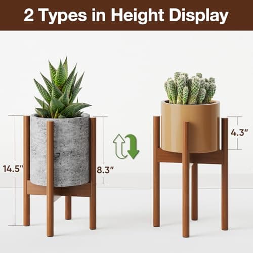 MUDEELA Adjustable Bamboo Plant Stand — Fits 8 to 12 Inch Pots, Mid Century thumbnail 5