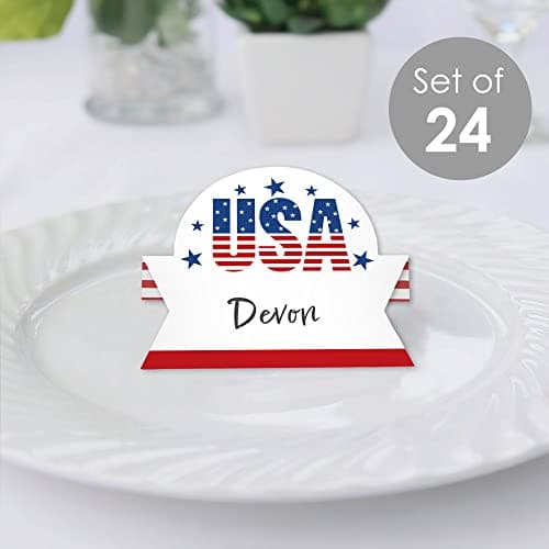 Big Dot of Happiness Stars and Stripes - Patriotic Party Tent Buffet Card thumbnail 2