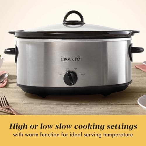 Crock-Pot 7-Quart Oval Manual Slow Cooker, Stainless Steel thumbnail 3
