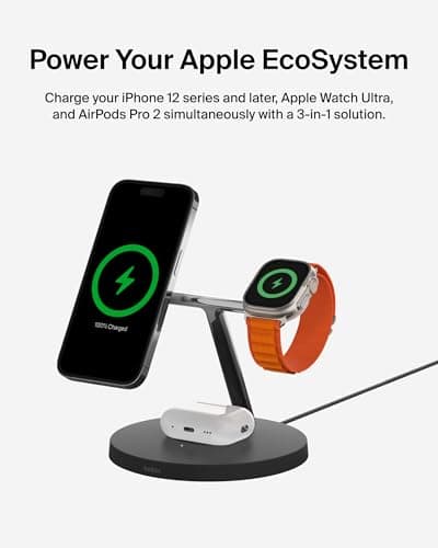 Belkin MagSafe 3-in-1 Wireless Charging Stand, 2nd Gen thumbnail 5