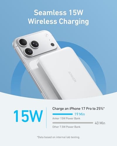 Anker MagGo Power Bank 5,000 mAh Slim (Qi2) thumbnail 3