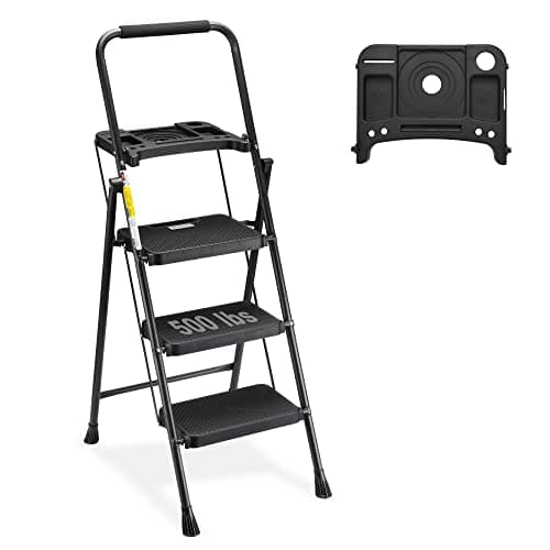 HBTower 3 Step Ladder with Tool Tray - image 1