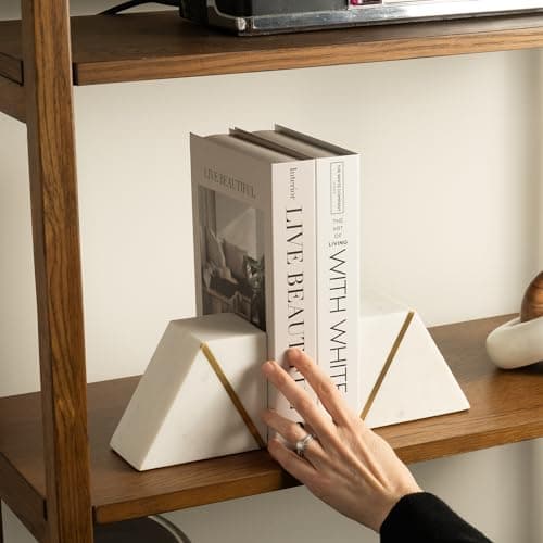 Cork & Mill Marble Bookends with Brass Inlay (Set of 2) thumbnail 5