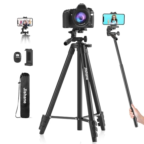 71" Camera Tripod, Versatile Cell Phone Tripod with Wireless Remote Phone Holder and Carry Bag
