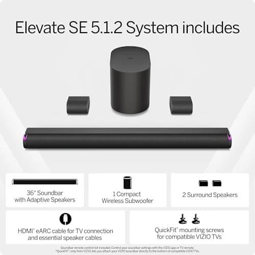 VIZIO Elevate Sound Bar for TV, Home Theater Surround Sound System with Subwoofer and Bluetooth, P514a-H6 5.1.4 thumbnail 4