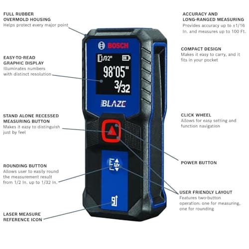 BOSCH BLAZE GLM50C Bluetooth Laser Distance Measure thumbnail 2