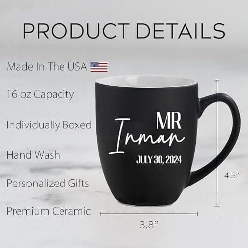 Mr. and Mrs. Coffee Mug Set Ceramic 16oz thumbnail 2