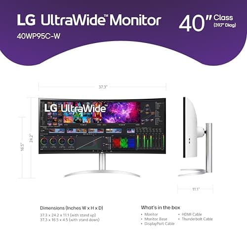 LG 40WP95C-W 40 Inch UltraWide Curved 5K2K Nano IPS Monitor with Thunderbolt 4 thumbnail 2