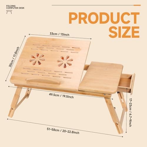 AboveTEK Bamboo Adjustable Laptop Desk with Cooling Fan thumbnail 2