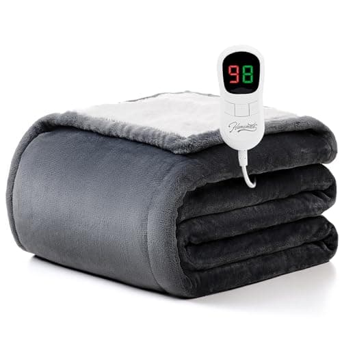 Homemate Heated Blanket Electric Throw - 50"x60" Heating Blanket Throw 1/2/4/6/8 Hours Auto