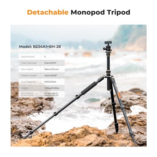 K&F Concept 72" Aluminum Camera Tripod thumbnail 2