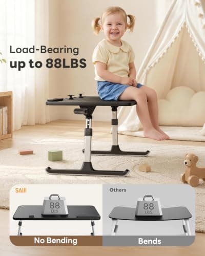 SAIJI Height & Angle Adjustable Lap Desk Laptop Stand for Bed thumbnail 4