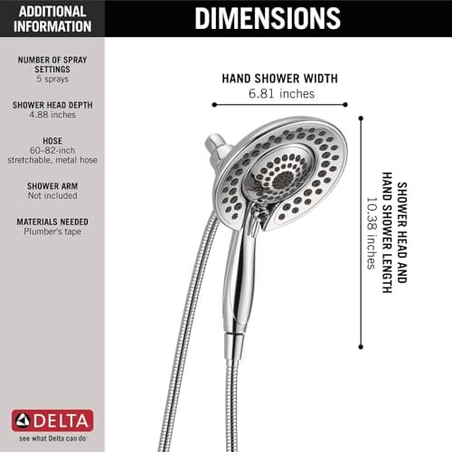 Delta Faucet 5-Spray In2ition 2-in-1 Dual Shower Head thumbnail 4