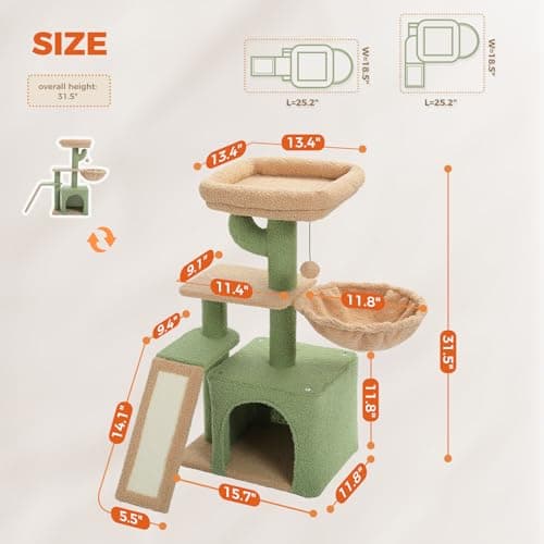 PETEPELA Cactus Cat Tree 32-Inch thumbnail 4