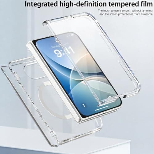 KUGEW for iPhone Duo Case Clear with Hinge Protection and Screen Protector thumbnail 2