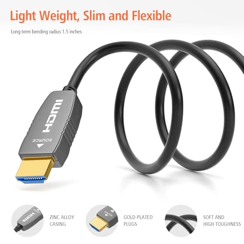 RUIPRO 8K HDMI 2.1 Fiber Optic Cable, CL2 Rated, 48Gbps, 8K60, 4K120, 50FT thumbnail 5